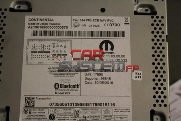 07356051010 FIAT 334 VP2 ECE NAV RVC Navegador FIAT 500 500X Uconnect