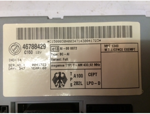 Body Computer Fiat Punto MAGNETI MARELLI:46788429