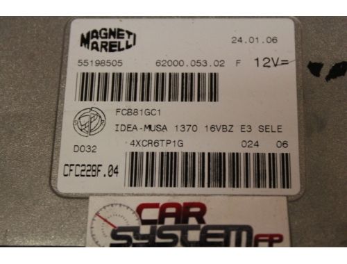 Calculateur de boîte de vitesses Robotizzato Fiat Idea M. MARELLI 55198505 - Transfert des codes Remise à zéro (virginisation) MAGNETI MARELLI: 55198505 62000.053.02