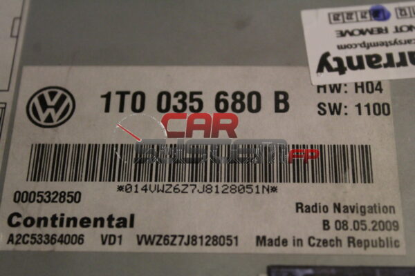 1T0035680B A2C53364006 Réparation Système de navigation RNS510 Volkswagen Tiguan / Golf / Passat