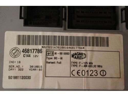 Komfortsteuergerät Fiat Punto - MAGNETI MARELLI 46817786 - Codierung Reparatur verschiedene MAGNETI MARELLI: 46817786