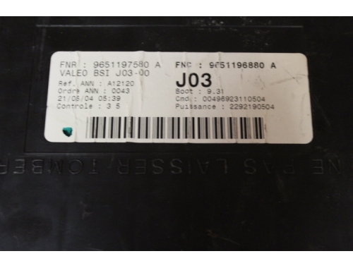 BSI Peugeot 307 - VALEO 9651197580A - Traspaso de códigos Virginización VALEO:9651197580A