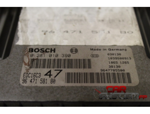 Motorsteuergerät PEUGEOT 307 1.4 HDI 0281010390, EDC16C3, 9647158180, 9647785580