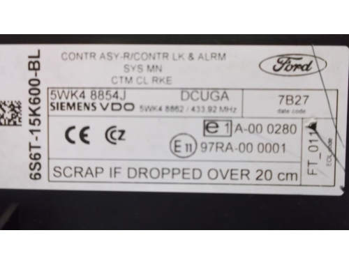 KSG Body computer Ford Fiesta 5WK48854J