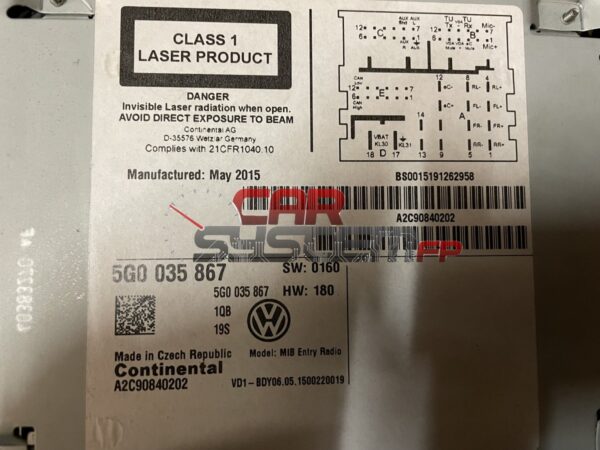 0G0035867 Revisión Autorradio Volkswagen MIB
