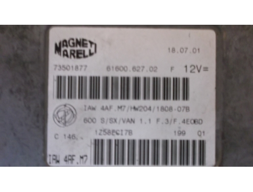 Centralita de motor Fiat 600 MAGNETI MARELLI:IAW4AF.M7/HW204/1808-07B