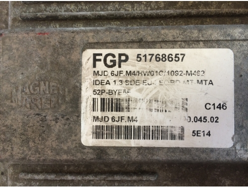 Centralina Motore Fiat Idea / Lancia Musa MAGNETI MARELLI: FGP:51768657 MJD 6JF.M4/HW01C/1092-M462