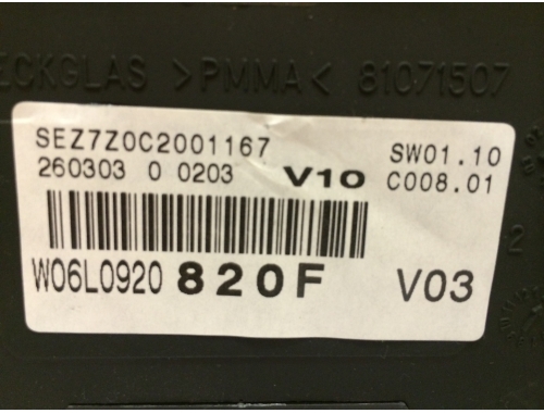 Quadro Strumenti Seat Ibiza VDO:110080105011A SEZ7Z0C2001167 26030300203 V10 W06L0920820F