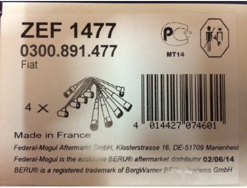 Set Cavi Di Accensione BERU ZEF1477