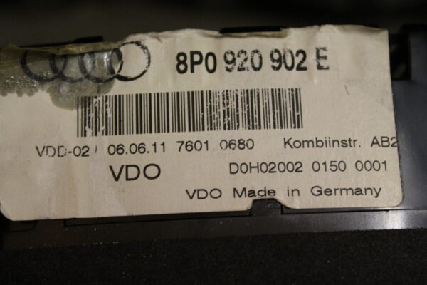8P0920902E VDO Combiné d'instruments AUDI A3