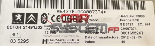 98016552XT Revisione Navigatore Citroen / Peugeot BE6427 2006 < 2014 HARMAN