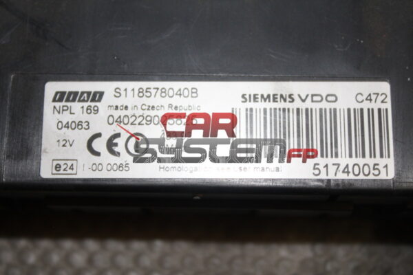 SIEMENS VDO S118578040B Body Computer Fiat Panda 169